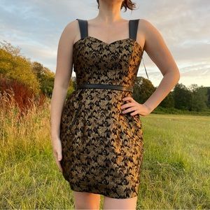 NWT Sezane Robe Simone Noir Dore Black Gold Leather Small Luxury Maximalist